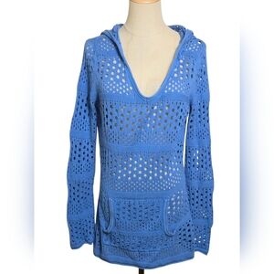 Venus Blue Crochet Knit Hoodie or Beach Cover